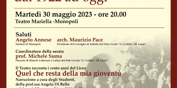 In scena i 100 anni del Liceo G. Galilei di Monopoli