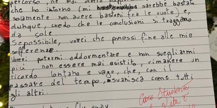 “Vivere è estenuante”. Una lettera appesa all’albero di Natale del Politecnico di Bari.